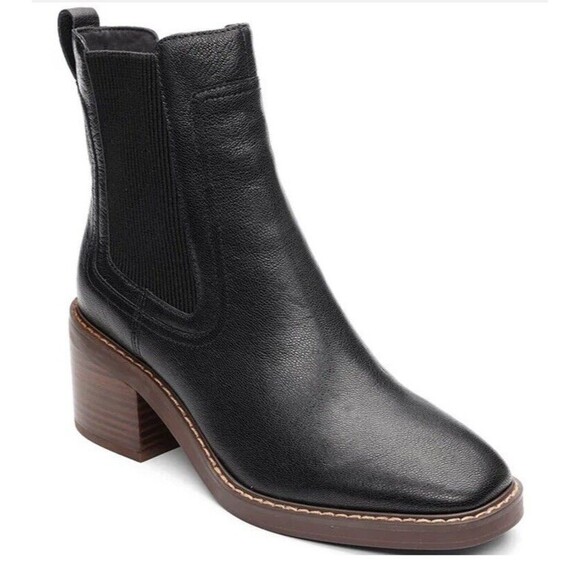 New Sanctuary Camila Leather Chelsea Booties Block Heel Black 8 M Women 524134 - Picture 1 of 9